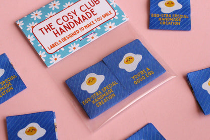 Egg-cellent Sewing Labels - 6 Double Sided Fried Egg Labels