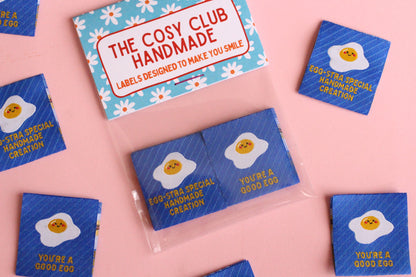 Egg-cellent Sewing Labels - 6 Double Sided Fried Egg Labels
