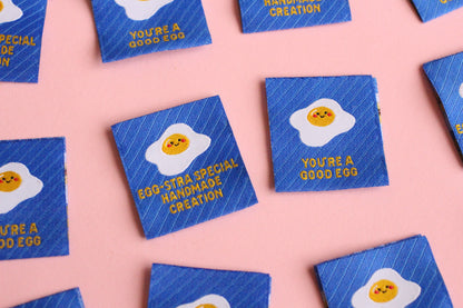 Egg-cellent Sewing Labels - 6 Double Sided Fried Egg Labels
