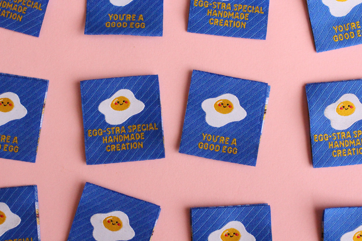 Egg-cellent Sewing Labels - 6 Double Sided Fried Egg Labels