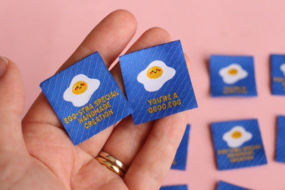 Egg-cellent Sewing Labels - 6 Double Sided Fried Egg Labels