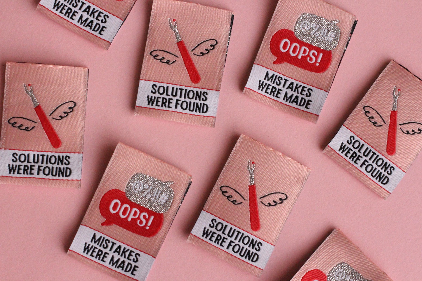 Seam Ripper Sewing Labels "Mistakes Were Made / Solutions Were Found" Funny Tags (Pack of 6) Super Soft Woven Labels for Handmade Projects - The Cosy Club Handmade
