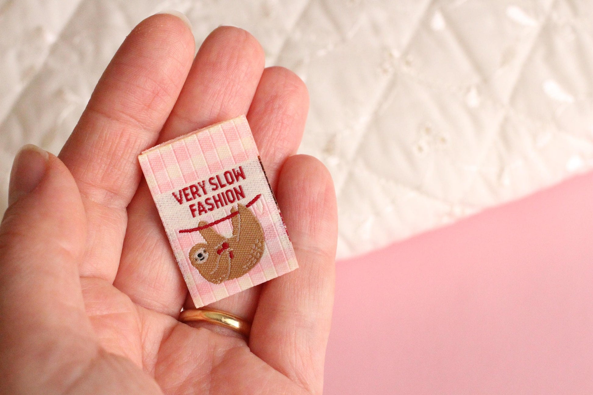 Funny Woven Sewing Labels – Pack of 6 Snail & Sloth “Very Slow Fashion” Tags, Labels for Quilting, Knitting and Crochet - The Cosy Club Handmade