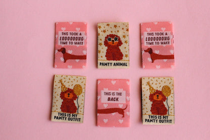 DOGGY BAG | Dog Woven Sewing Labels, Pack of 6 woven labels for handmade projects, perfect for dog lovers, crafts, quilting, crochet, knit - The Cosy Club Handmade