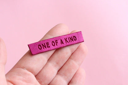 Velvet labels for handmade clothes | Pack of 4 berry pink velvet sewing labels "One of a Kind" | Super soft velvet tags for handmade items - The Cosy Club Handmade