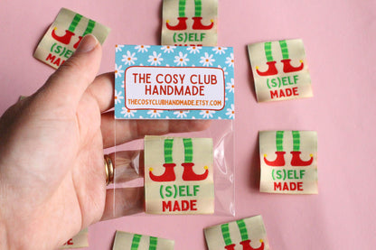 (S)ELF MADE | Christmas Flat Woven Sewing Labels (5 Pack) - The Cosy Club Handmade