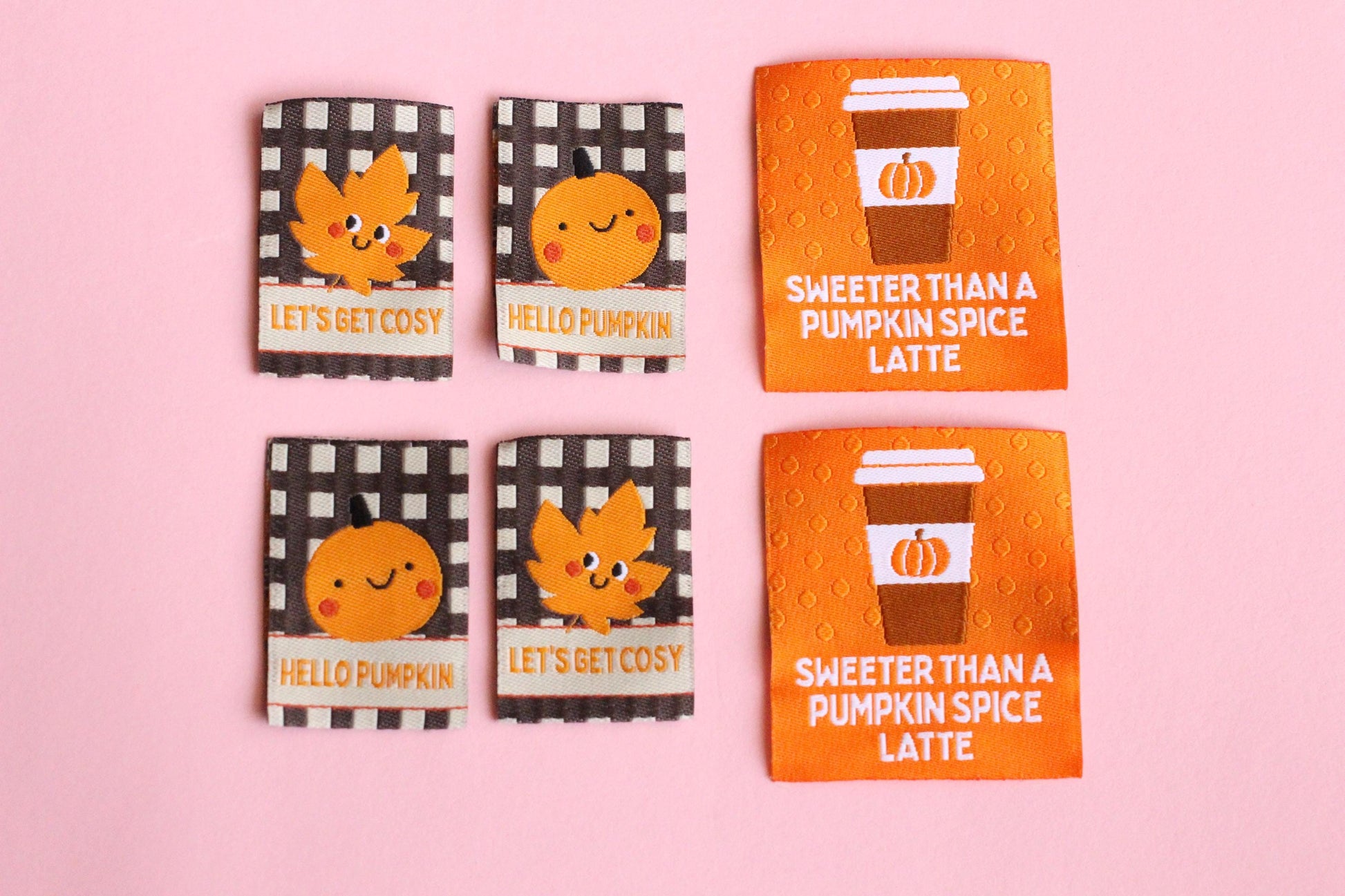 AUTUMN / FALL SPECIAL PACK | Pumpkin Themed Mixed Pack of Woven Sewing Labels (6 Pack) - The Cosy Club Handmade