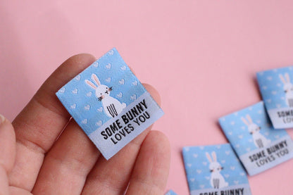SOME BUNNY LOVES YOU | Bunny Rabbit Flat Woven Sewing Labels (5 Pack) - The Cosy Club Handmade