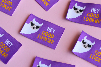 HEY GOOD LOOKIN! | LLama / Alpaca Flat Woven Sewing Labels (5 Pack) - The Cosy Club Handmade