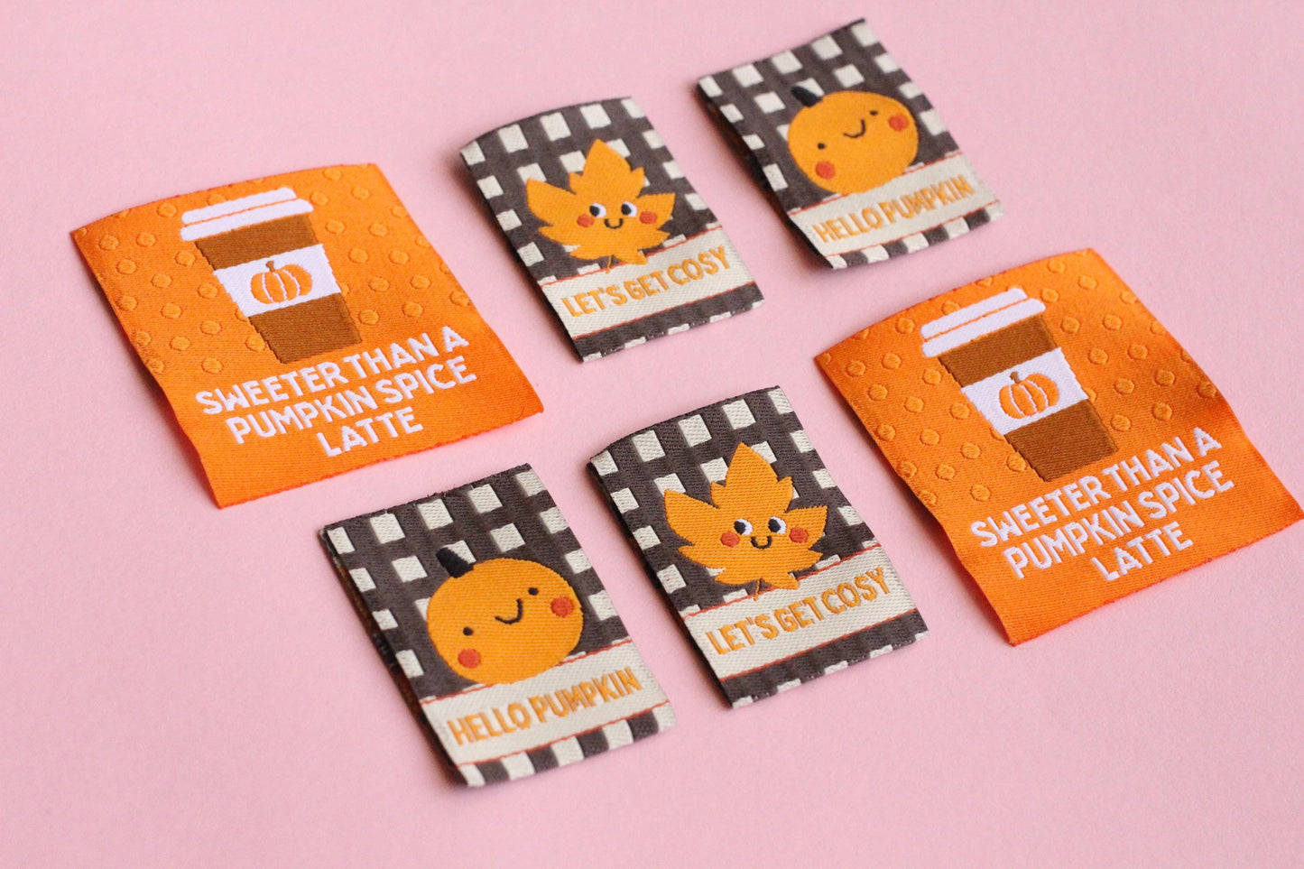 AUTUMN / FALL SPECIAL PACK | Pumpkin Themed Mixed Pack of Woven Sewing Labels (6 Pack) - The Cosy Club Handmade