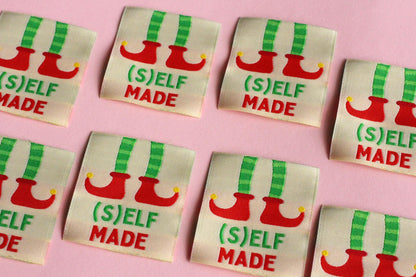(S)ELF MADE | Christmas Flat Woven Sewing Labels (5 Pack) - The Cosy Club Handmade
