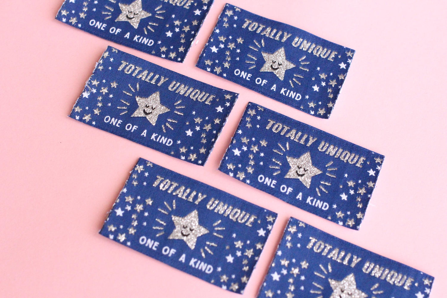 TOTALLY UNIQUE / ONE OF A KIND | Sparkly Silver Star Flat Woven Sewing Labels (5 Pack) - The Cosy Club Handmade