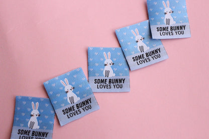 SOME BUNNY LOVES YOU | Bunny Rabbit Flat Woven Sewing Labels (5 Pack) - The Cosy Club Handmade