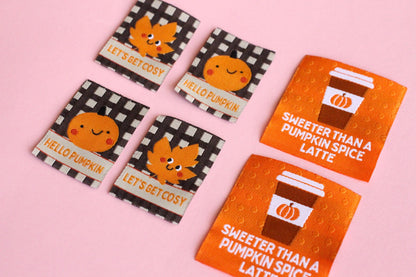 AUTUMN / FALL SPECIAL PACK | Pumpkin Themed Mixed Pack of Woven Sewing Labels (6 Pack) - The Cosy Club Handmade