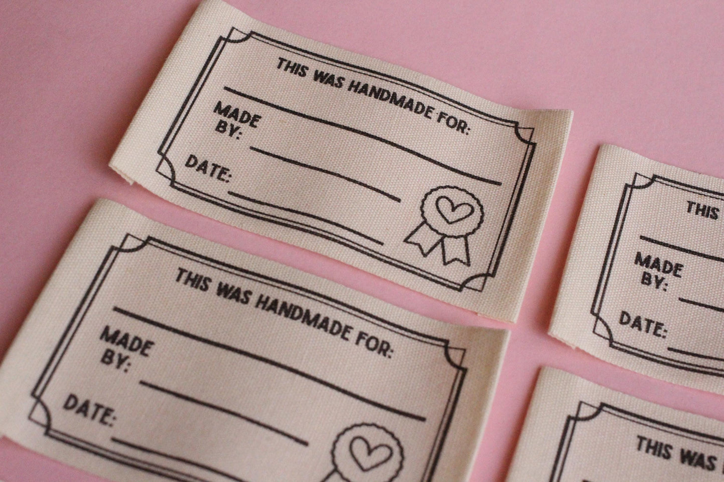 HANDMADE CERTIFICATE LABELS | Organic cotton sewing labels (6 Pack) - The Cosy Club Handmade