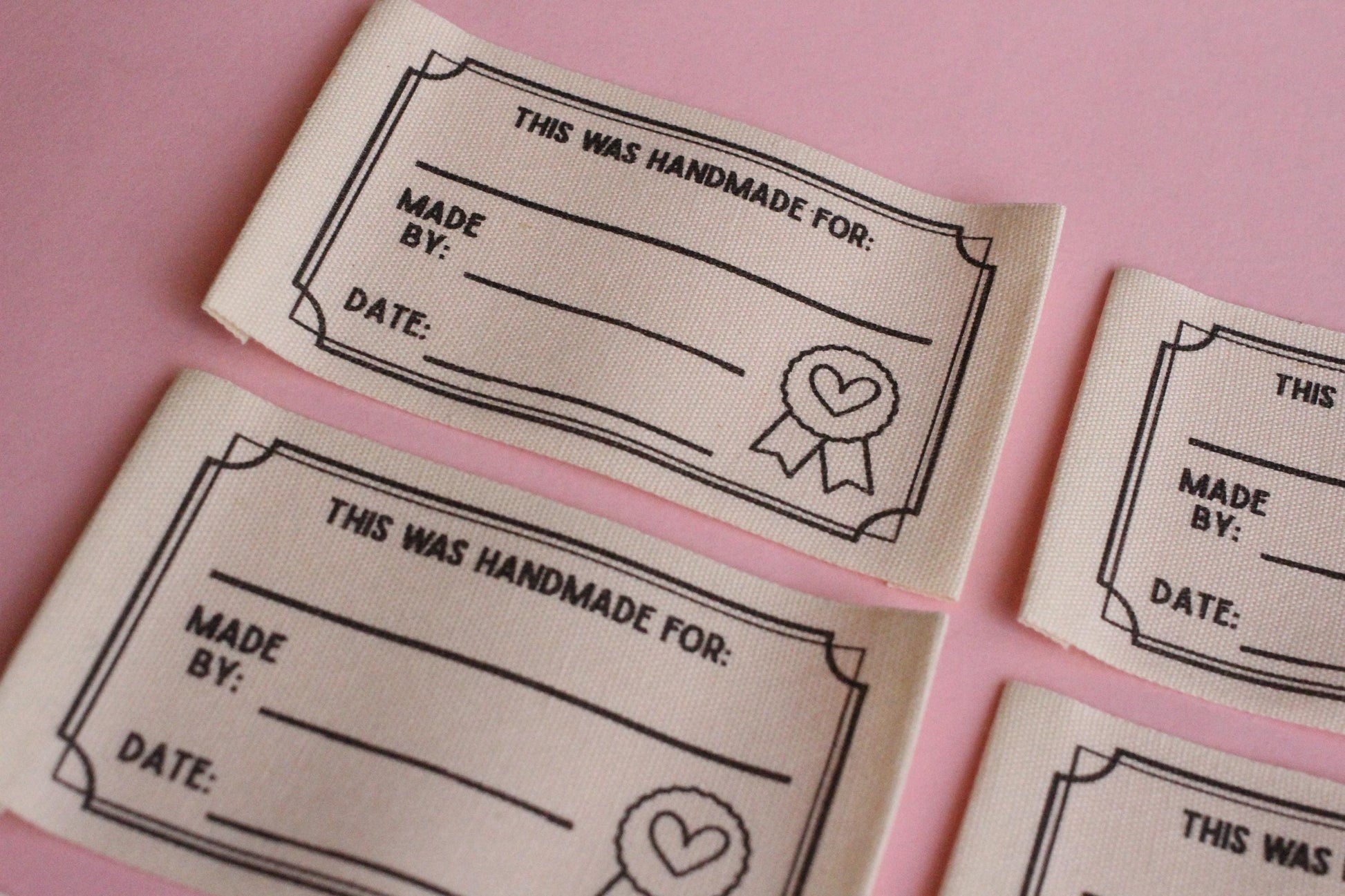 HANDMADE CERTIFICATE LABELS | Organic cotton sewing labels (6 Pack) - The Cosy Club Handmade