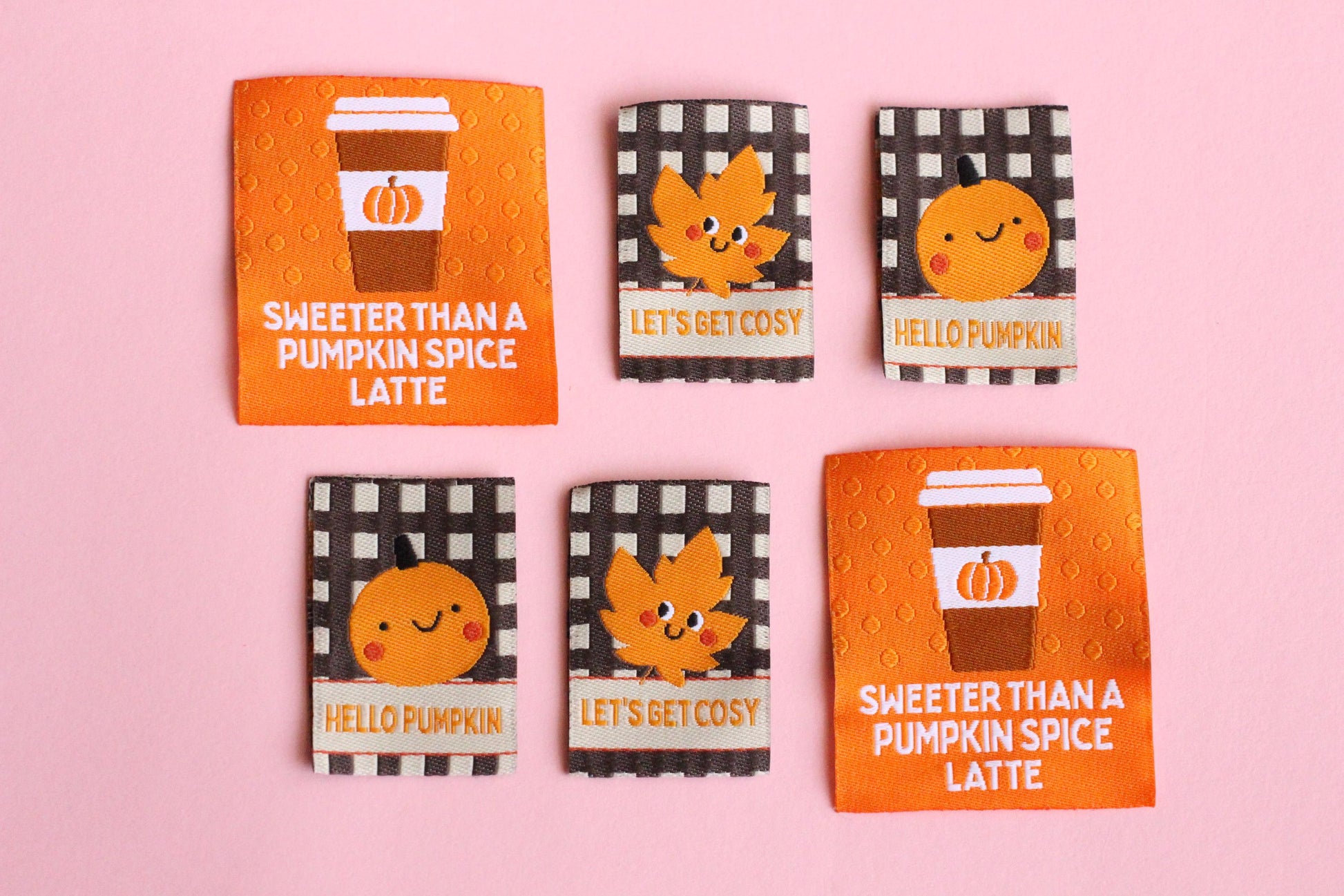 AUTUMN / FALL SPECIAL PACK | Pumpkin Themed Mixed Pack of Woven Sewing Labels (6 Pack) - The Cosy Club Handmade
