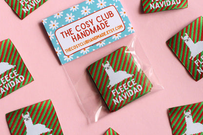 FLEECE NAVIDAD | Llama Alpaca Christmas Flat Woven Sewing Labels (5 Pack) - The Cosy Club Handmade