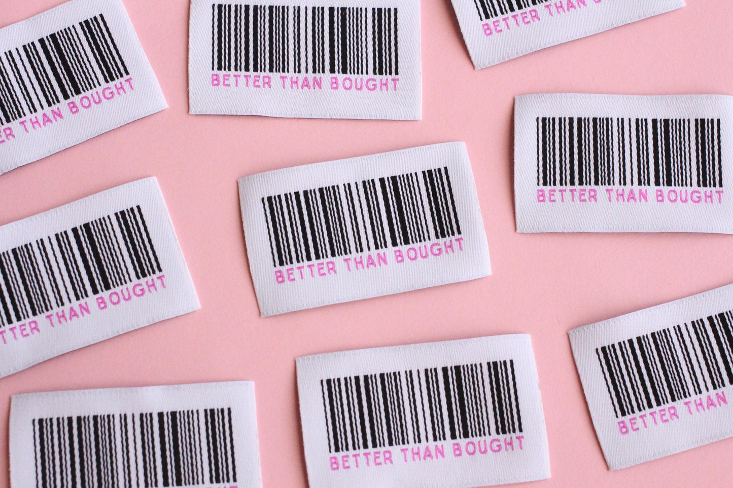 Woven Clothing Labels - "Better Than Bought" Barcode Design Woven Sewing Labels - Pack of 5 Fun Tags for Handmade Projects and Gifts, Crafts - The Cosy Club Handmade