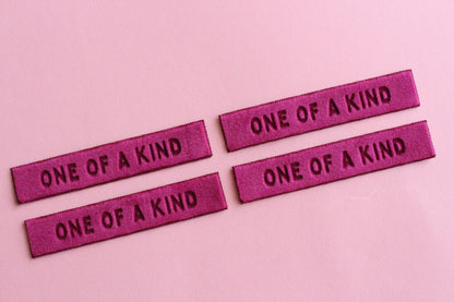 Velvet labels for handmade clothes | Pack of 4 berry pink velvet sewing labels "One of a Kind" | Super soft velvet tags for handmade items - The Cosy Club Handmade