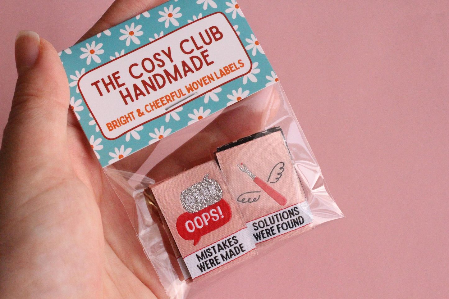 Seam Ripper Sewing Labels "Mistakes Were Made / Solutions Were Found" Funny Tags (Pack of 6) Super Soft Woven Labels for Handmade Projects - The Cosy Club Handmade