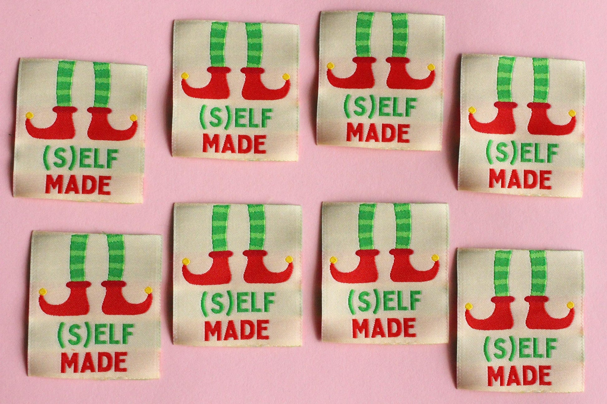 (S)ELF MADE | Christmas Flat Woven Sewing Labels (5 Pack) - The Cosy Club Handmade