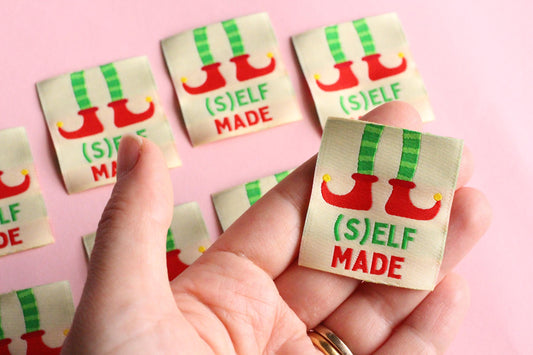 (S)ELF MADE | Christmas Flat Woven Sewing Labels (5 Pack) - The Cosy Club Handmade