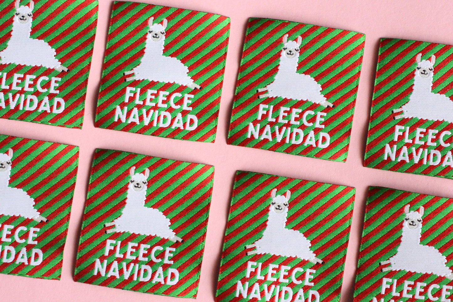 FLEECE NAVIDAD | Llama Alpaca Christmas Flat Woven Sewing Labels (5 Pack) - The Cosy Club Handmade