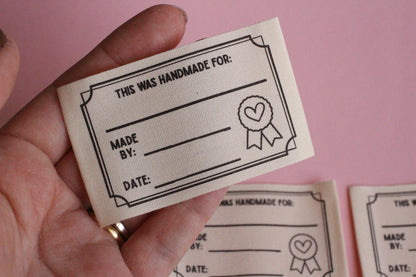 HANDMADE CERTIFICATE LABELS | Organic cotton sewing labels (6 Pack) - The Cosy Club Handmade