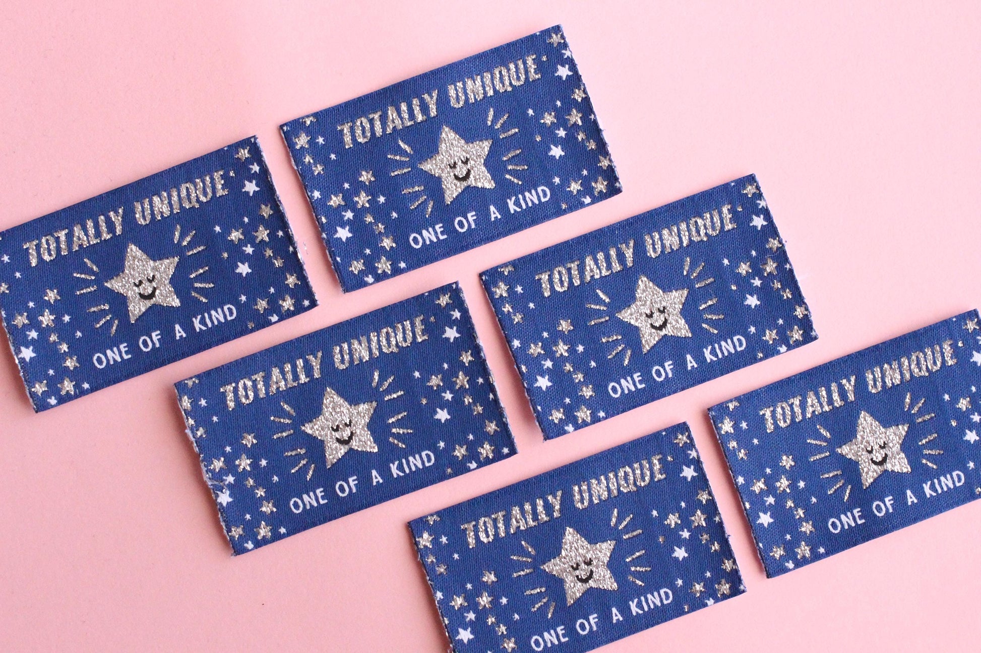 TOTALLY UNIQUE / ONE OF A KIND | Sparkly Silver Star Flat Woven Sewing Labels (5 Pack) - The Cosy Club Handmade