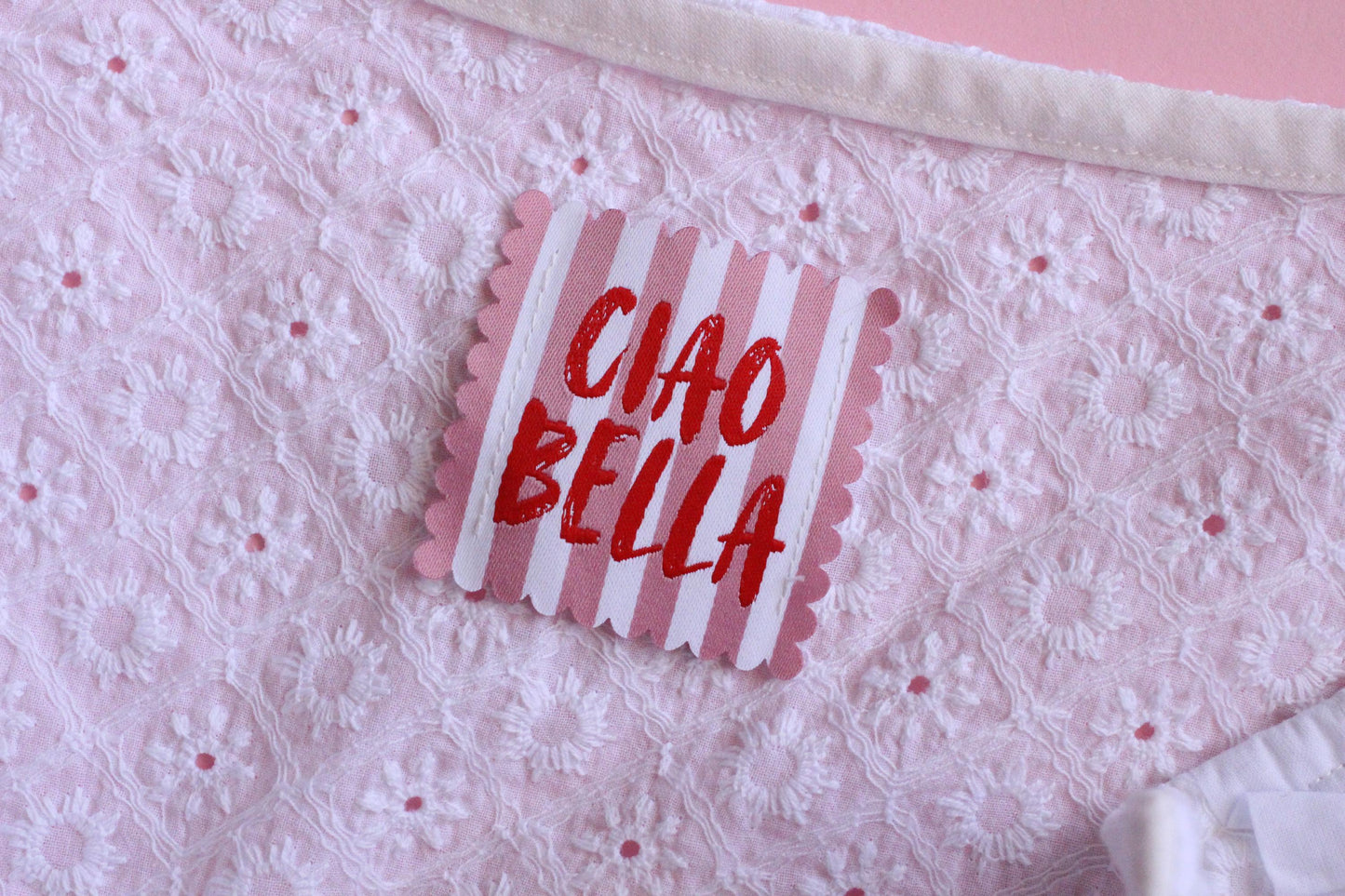 SCALLOP EDGE PACK | Scallop Edge Woven Sewing Labels: Beach Days & Ciao Bella - Pack of 4 clothes tags for Handmade projects, Interfaced - The Cosy Club Handmade