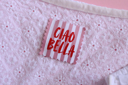 SCALLOP EDGE PACK | Scallop Edge Woven Sewing Labels: Beach Days & Ciao Bella - Pack of 4 clothes tags for Handmade projects, Interfaced - The Cosy Club Handmade