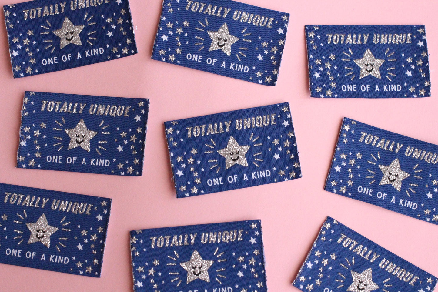 TOTALLY UNIQUE / ONE OF A KIND | Sparkly Silver Star Flat Woven Sewing Labels (5 Pack) - The Cosy Club Handmade