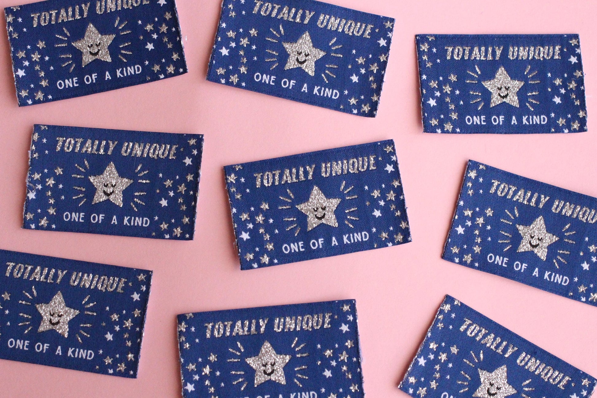 TOTALLY UNIQUE / ONE OF A KIND | Sparkly Silver Star Flat Woven Sewing Labels (5 Pack) - The Cosy Club Handmade