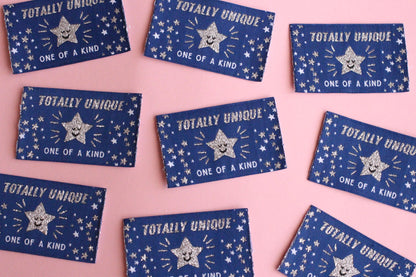 TOTALLY UNIQUE / ONE OF A KIND | Sparkly Silver Star Flat Woven Sewing Labels (5 Pack) - The Cosy Club Handmade
