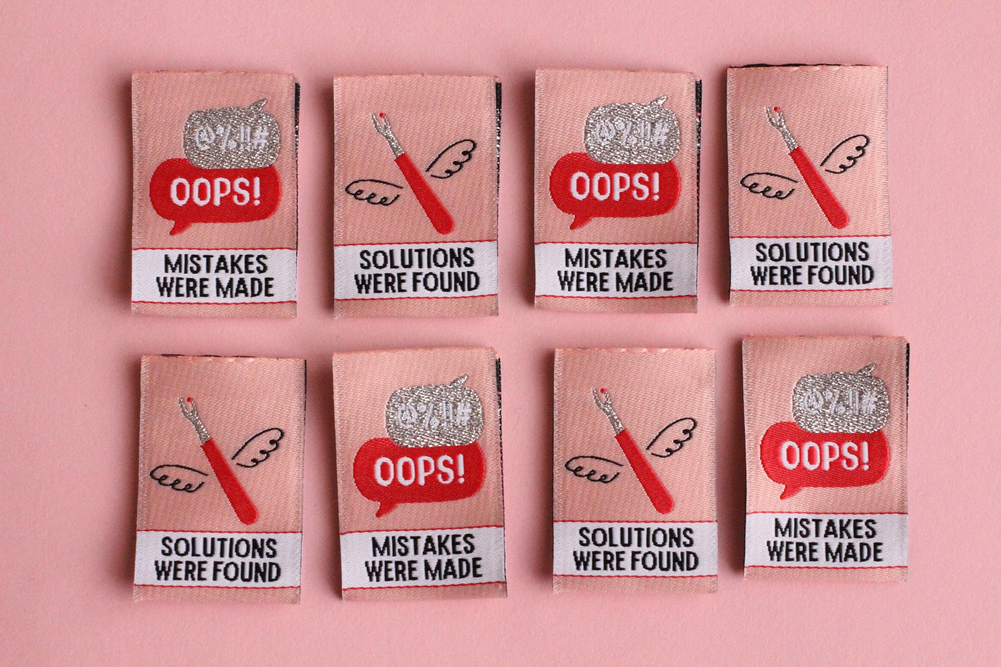 Seam Ripper Sewing Labels "Mistakes Were Made / Solutions Were Found" Funny Tags (Pack of 6) Super Soft Woven Labels for Handmade Projects - The Cosy Club Handmade