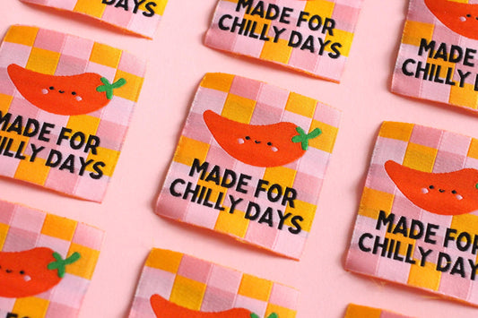 Fun Woven Clothing Labels – Pack of 5 “Made for Chilly Days” Tags, Super Soft Sewing Labels for Handmade Items, Projects, Gift Labels - The Cosy Club Handmade