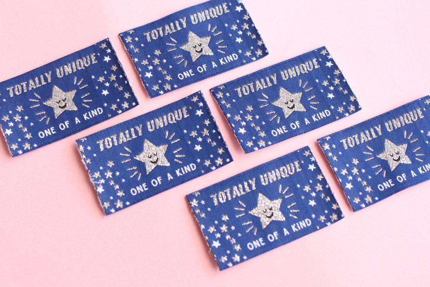 TOTALLY UNIQUE / ONE OF A KIND | Sparkly Silver Star Flat Woven Sewing Labels (5 Pack) - The Cosy Club Handmade