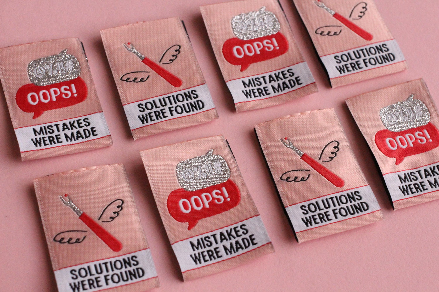 Seam Ripper Sewing Labels "Mistakes Were Made / Solutions Were Found" Funny Tags (Pack of 6) Super Soft Woven Labels for Handmade Projects - The Cosy Club Handmade