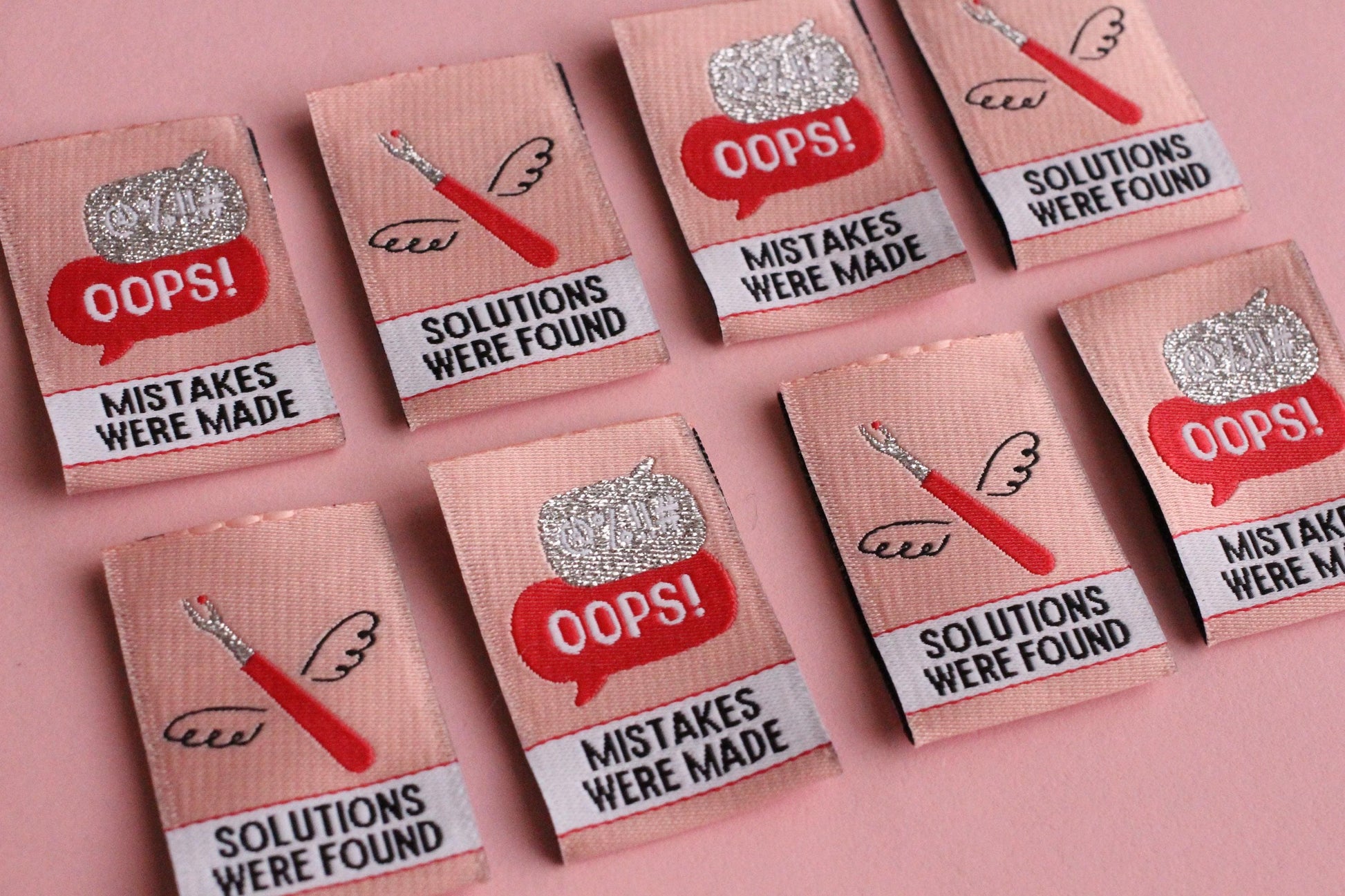 Seam Ripper Sewing Labels "Mistakes Were Made / Solutions Were Found" Funny Tags (Pack of 6) Super Soft Woven Labels for Handmade Projects - The Cosy Club Handmade