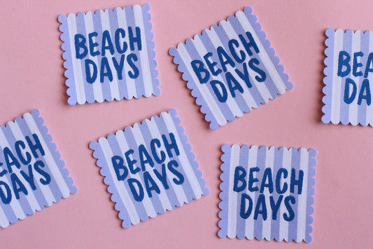 BEACH DAYS | Scallop Edge Woven Sewing Labels (4 Pack) - The Cosy Club Handmade