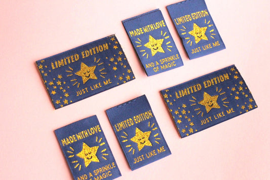 STARRY NIGHT MIXED PACK | Pack of 6 Starry Woven Sewing Labels - The Cosy Club Handmade