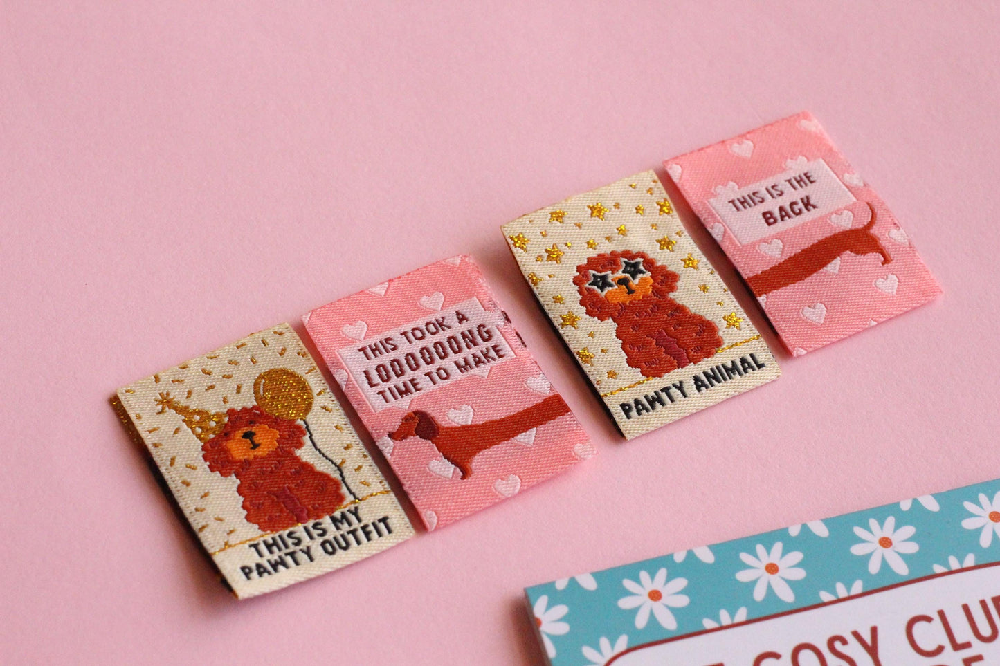 DOGGY BAG | Dog Woven Sewing Labels, Pack of 6 woven labels for handmade projects, perfect for dog lovers, crafts, quilting, crochet, knit - The Cosy Club Handmade