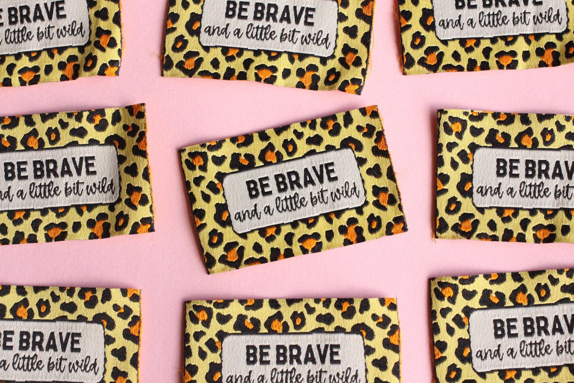 Animal Print Woven Sewing Labels – Pack of 5 “Be Brave & A Little Bit Wild” Tags, Handmade Clothing Labels for Quilting and Crochet - The Cosy Club Handmade