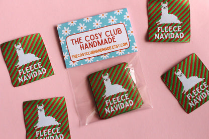 FLEECE NAVIDAD | Llama Alpaca Christmas Flat Woven Sewing Labels (5 Pack) - The Cosy Club Handmade