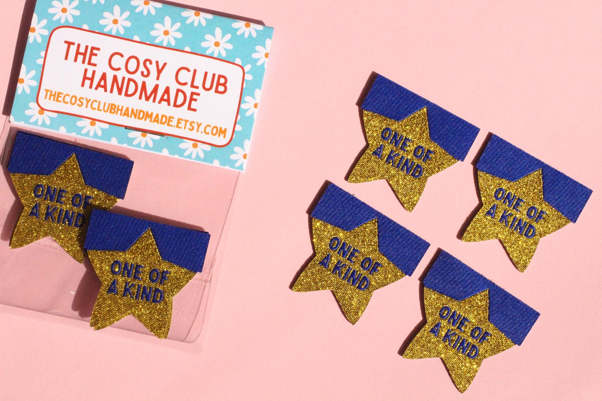 Star Sewing Labels: Metallic Gold "One of a Kind" Woven Tags (Pack of 4), Interfaced | Woven Sewing Labels for Handmade Gifts and Projects - The Cosy Club Handmade