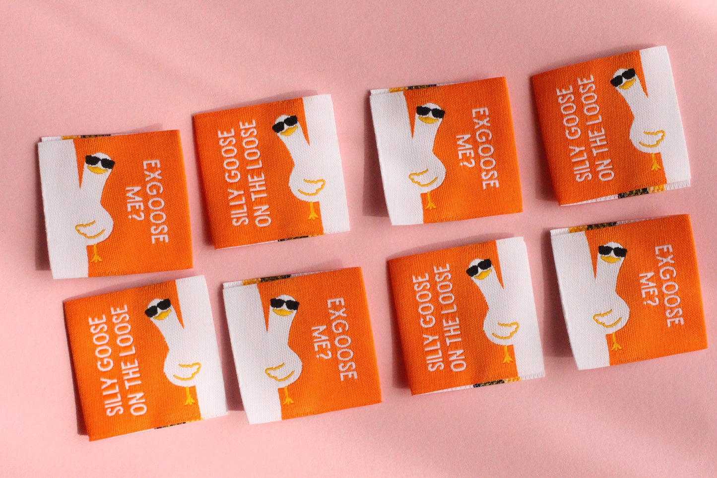 Funny Woven Sewing Labels – Pack of 6 Silly Goose “EXGOOSE ME?” "Silly Goose on the Loose" Tags, Fabric Labels for Handmade Clothes Quilting - The Cosy Club Handmade