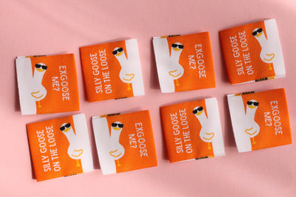 Funny Woven Sewing Labels – Pack of 6 Silly Goose “EXGOOSE ME?” "Silly Goose on the Loose" Tags, Fabric Labels for Handmade Clothes Quilting - The Cosy Club Handmade